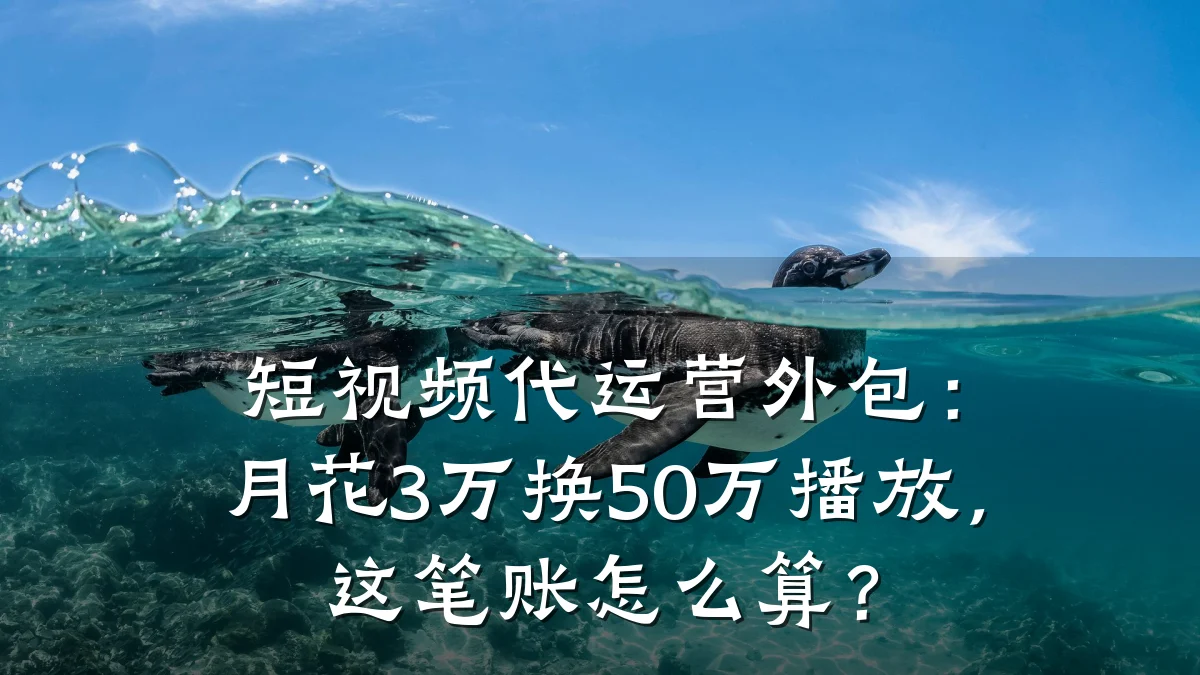 短视频代运营外包:月花3万换50万播放,这笔账怎么算?