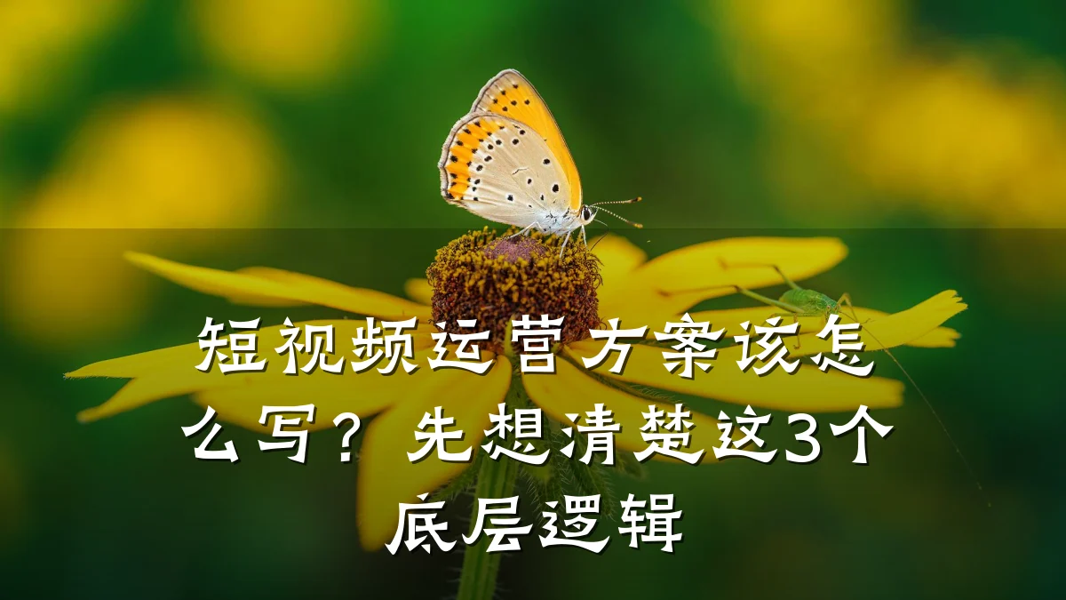 短视频运营方案该怎么写？先想清楚这3个底层逻辑
