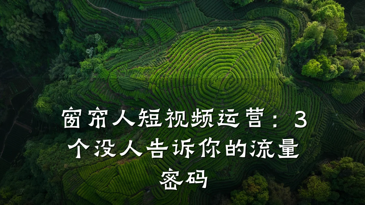 窗帘人短视频运营：3个没人告诉你的流量密码