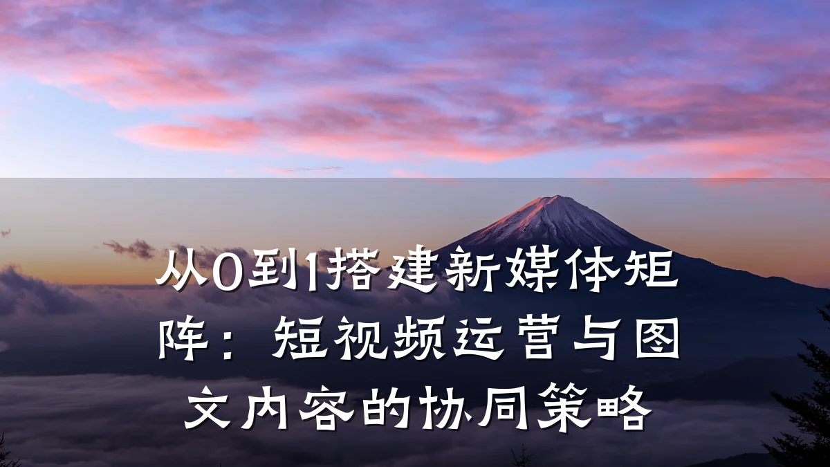 从0到1搭建新媒体矩阵:短视频运营与图文内容的协同策略