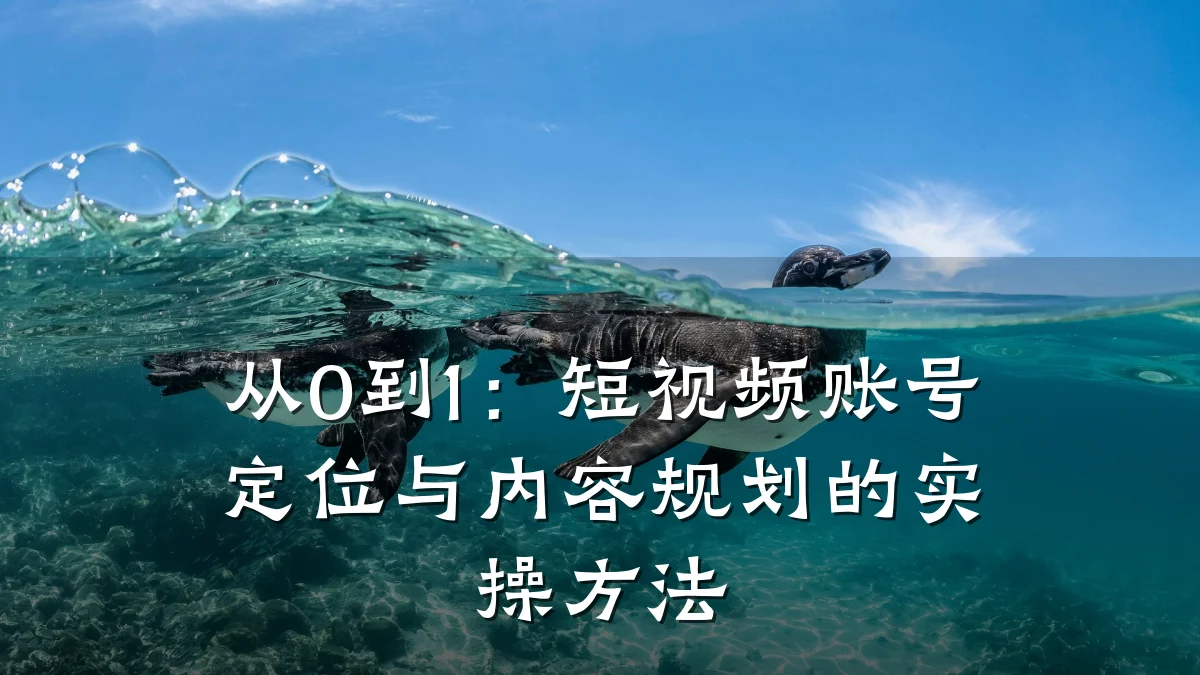 从0到1:短视频账号定位与内容规划的实操方法