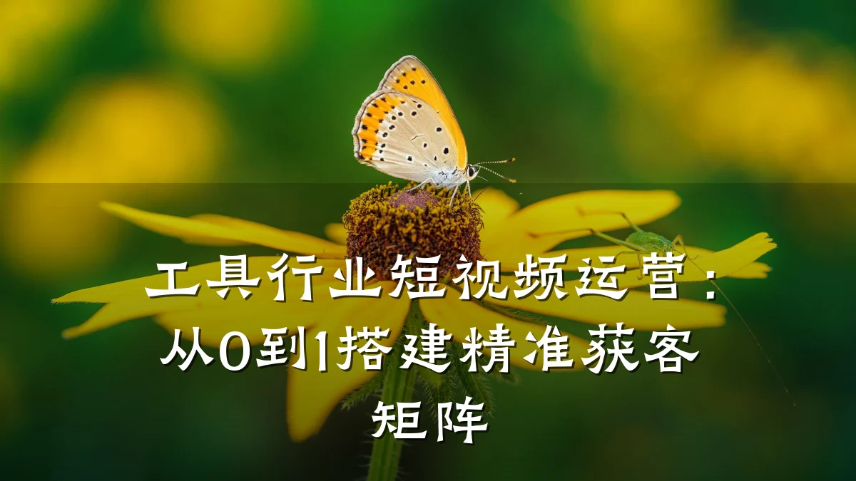 工具行业短视频运营:从0到1搭建精准获客矩阵