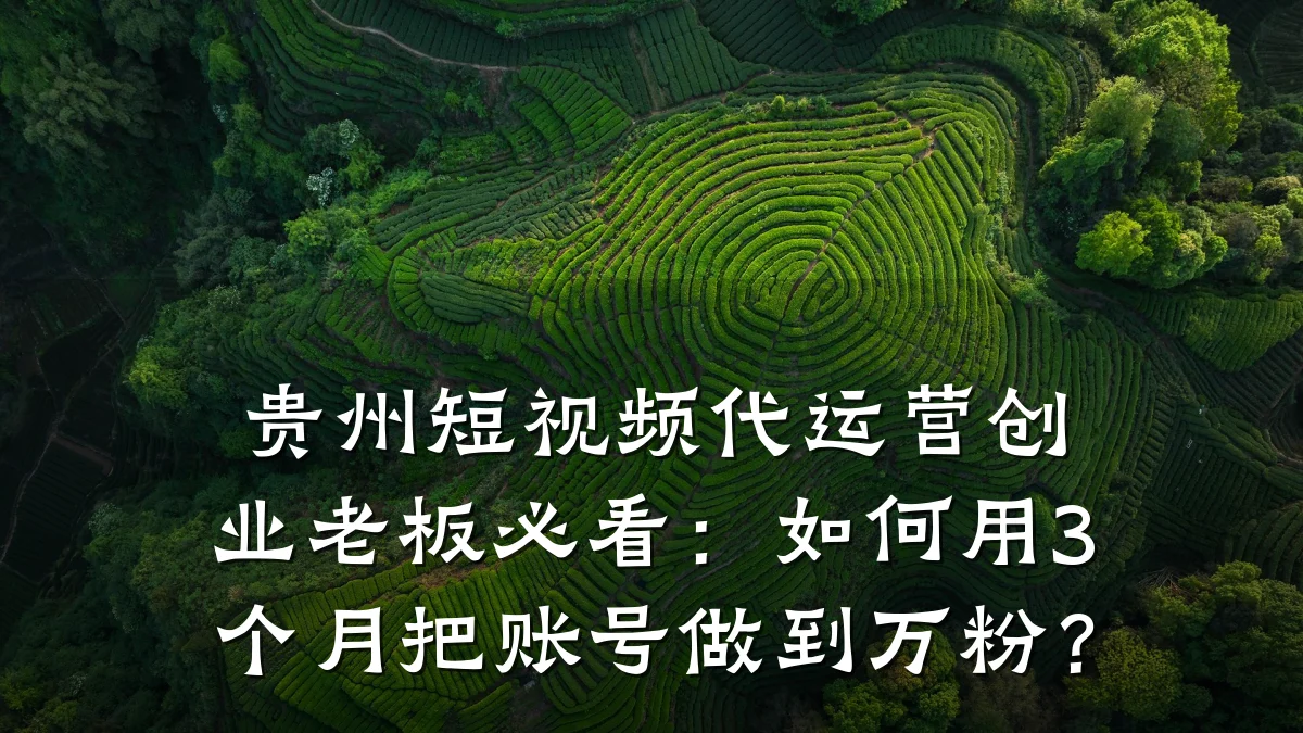 贵州短视频代运营创业老板必看:如何用3个月把账号做到万粉?