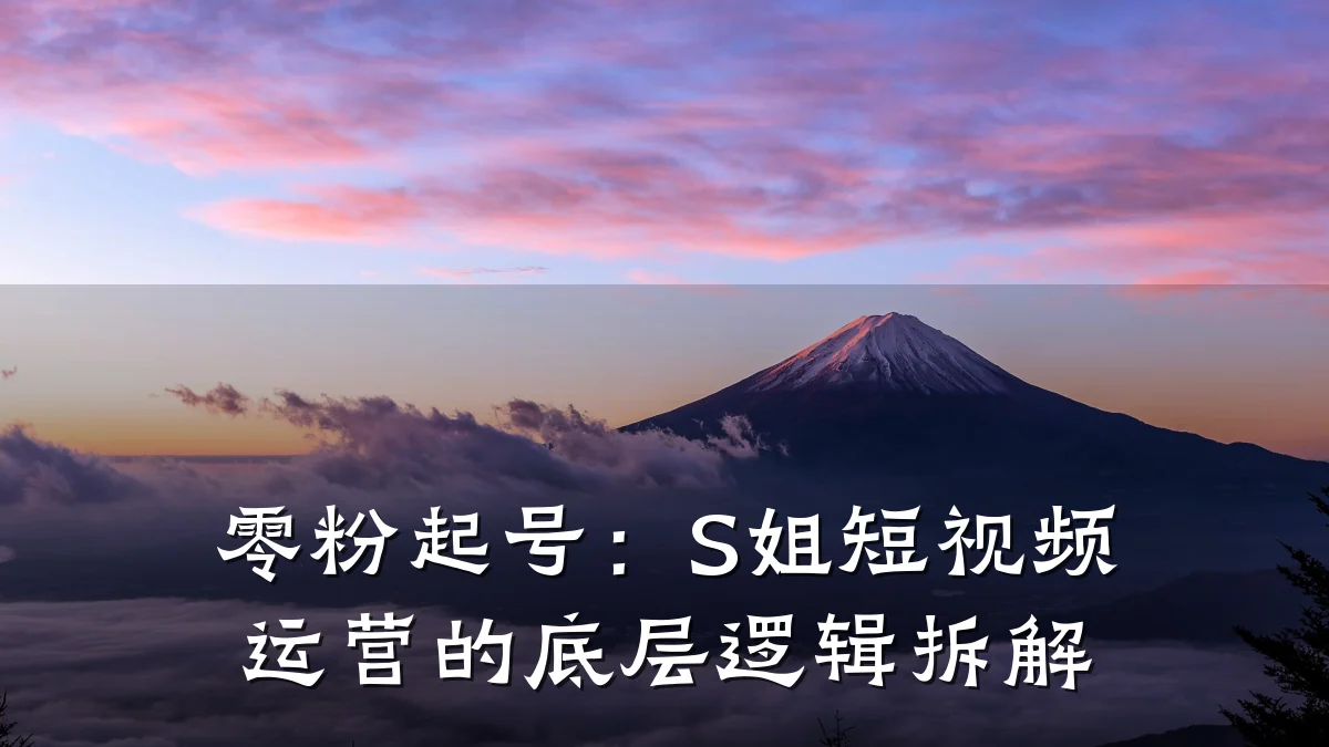 零粉起号:S姐短视频运营的底层逻辑拆解