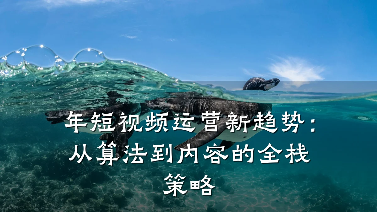 年短视频运营新趋势:从算法到内容的全栈策略