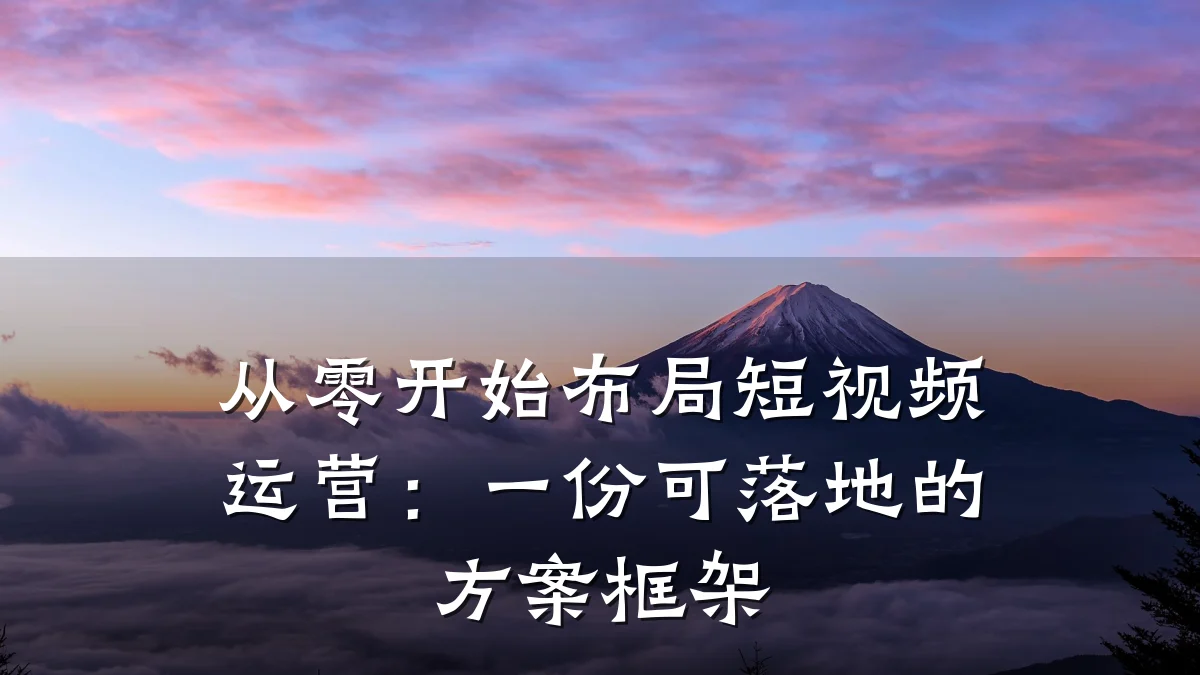 从零开始布局短视频运营:一份可落地的方案框架