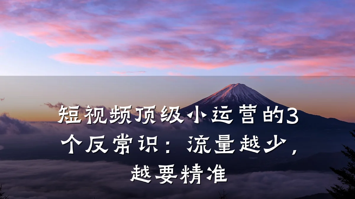 短视频顶级小运营的3个反常识:流量越少,越要精准