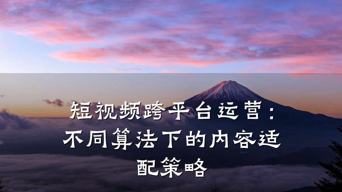 短视频跨平台运营:不同算法下的内容适配策略