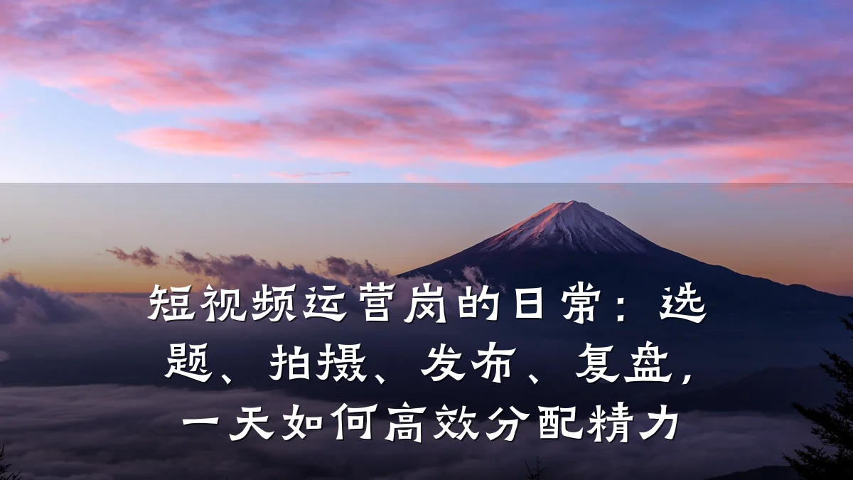 短视频运营岗的日常:选题、拍摄、发布、复盘,一天如何高效分配精力