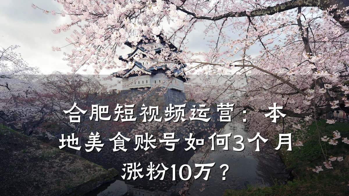 合肥短视频运营:本地美食账号如何3个月涨粉10万?