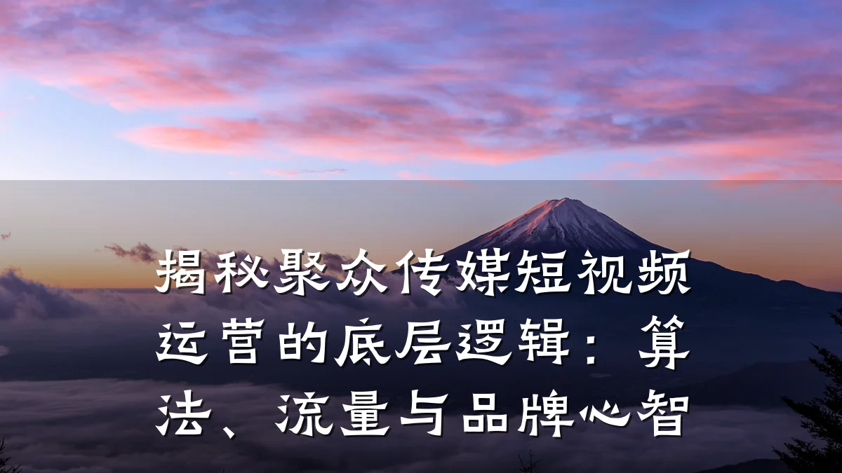 揭秘聚众传媒短视频运营的底层逻辑:算法、流量与品牌心智