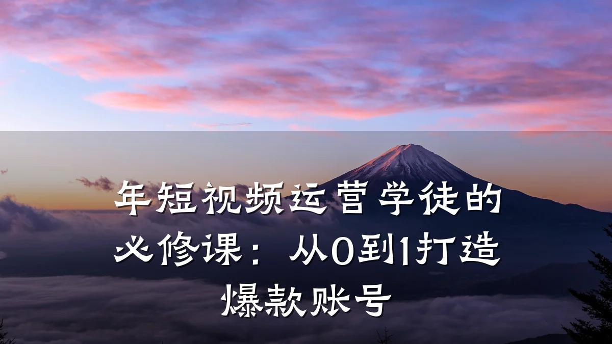 年短视频运营学徒的必修课:从0到1打造爆款账号