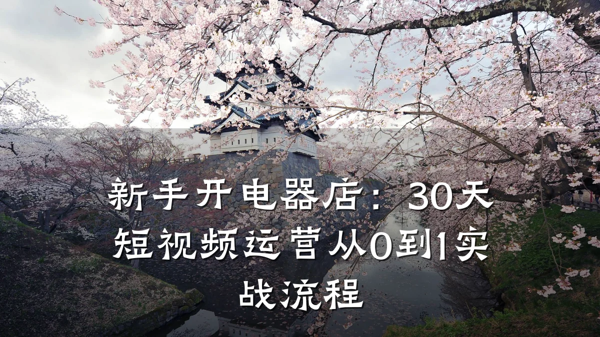 新手开电器店:30天短视频运营从0到1实战流程
