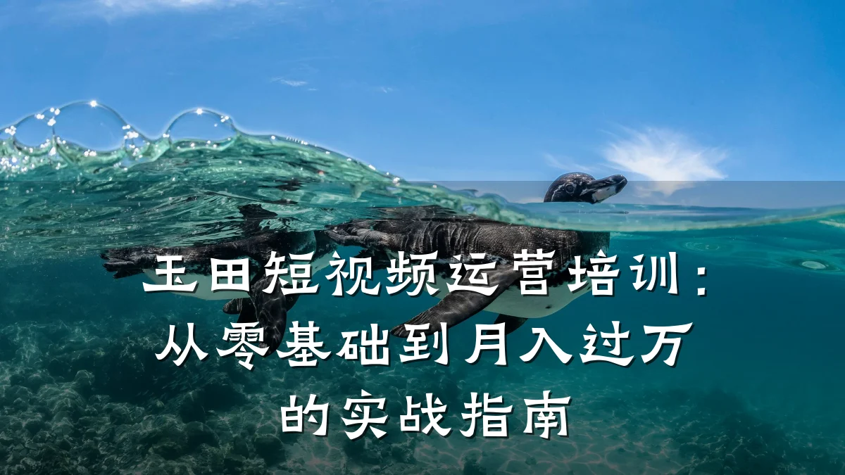 玉田短视频运营培训:从零基础到月入过万的实战指南
