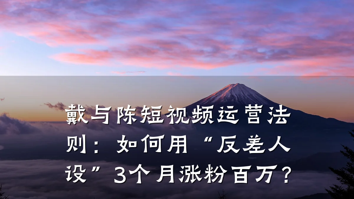 戴与陈短视频运营法则:如何用“反差人设”3个月涨粉百万?