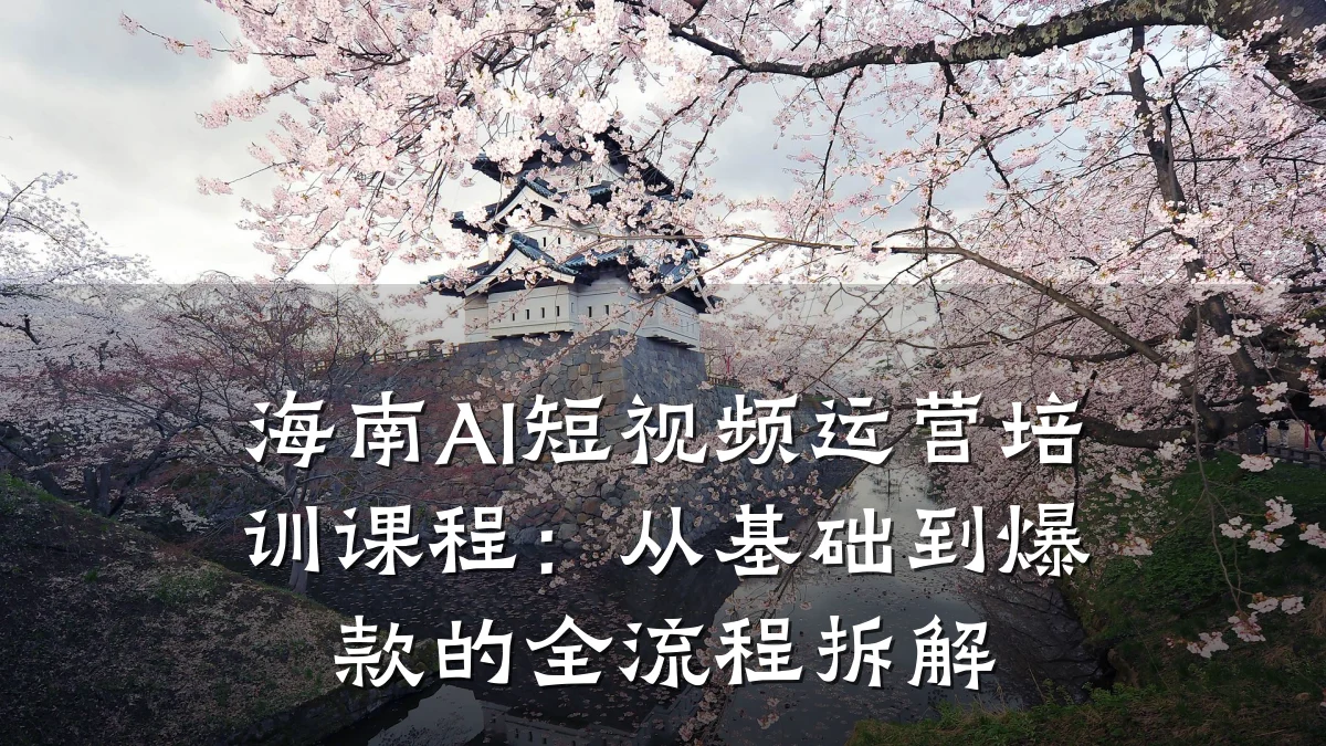海南AI短视频运营培训课程:从基础到爆款的全流程拆解