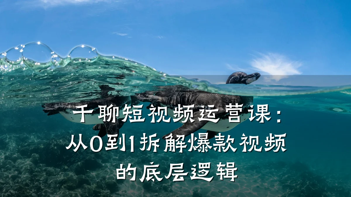 千聊短视频运营课:从0到1拆解爆款视频的底层逻辑