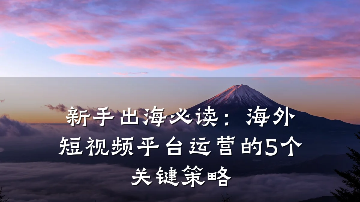 新手出海必读:海外短视频平台运营的5个关键策略