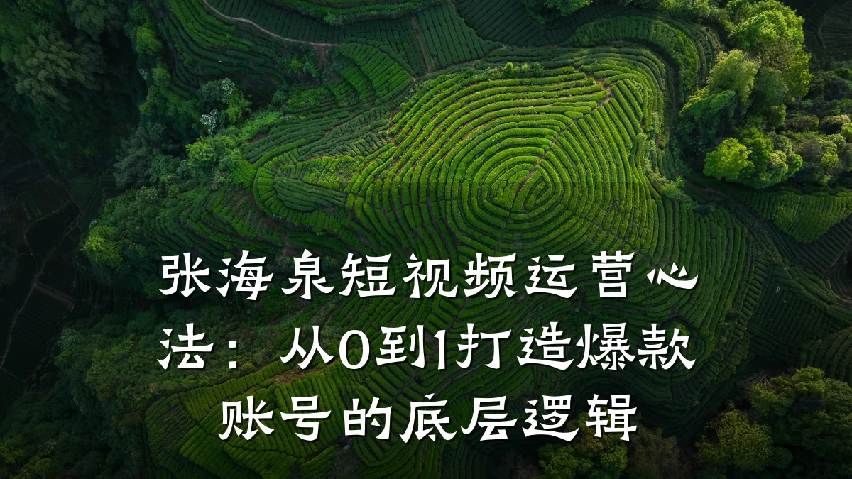 张海泉短视频运营心法:从0到1打造爆款账号的底层逻辑