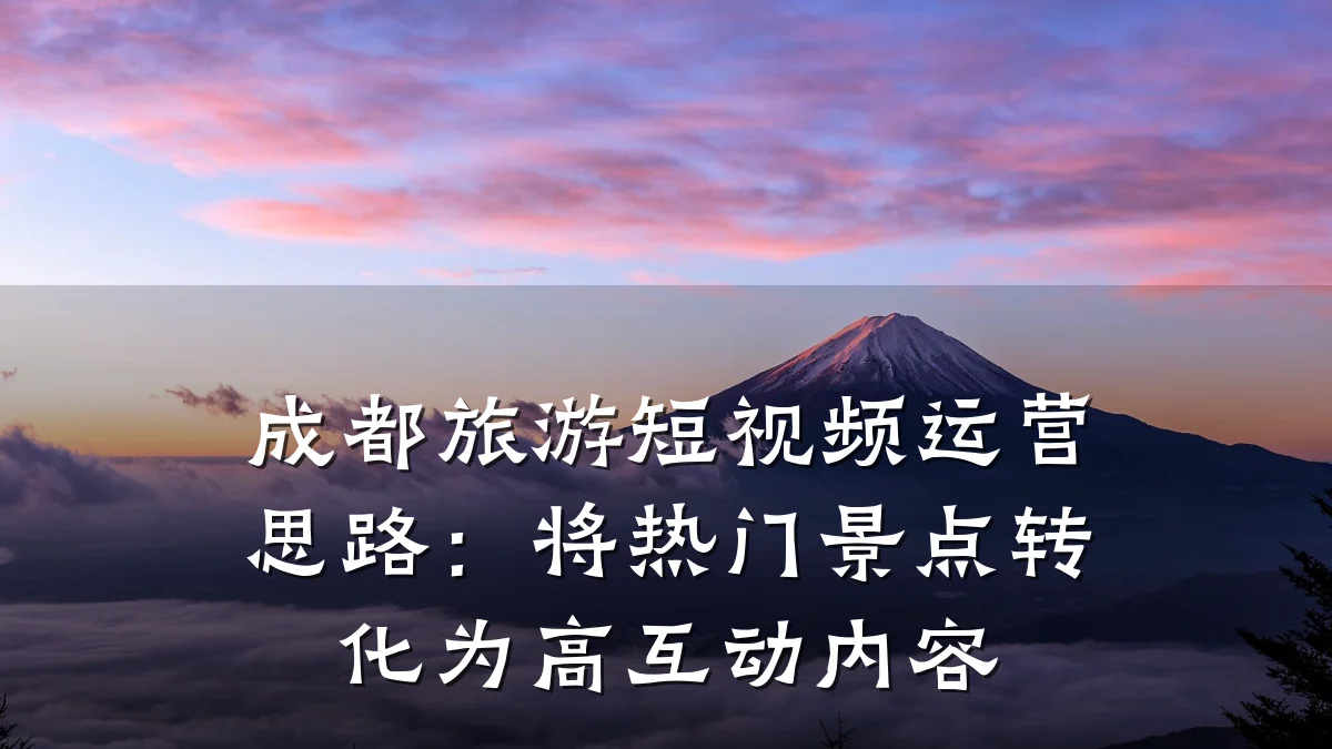 成都旅游短视频运营思路:将热门景点转化为高互动内容