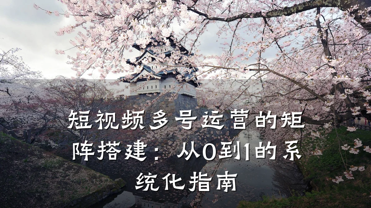 短视频多号运营的矩阵搭建:从0到1的系统化指南