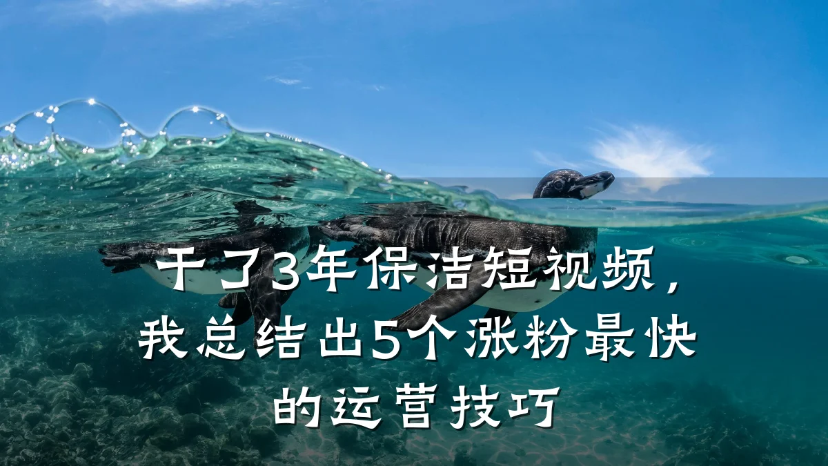 干了3年保洁短视频,我总结出5个涨粉最快的运营技巧