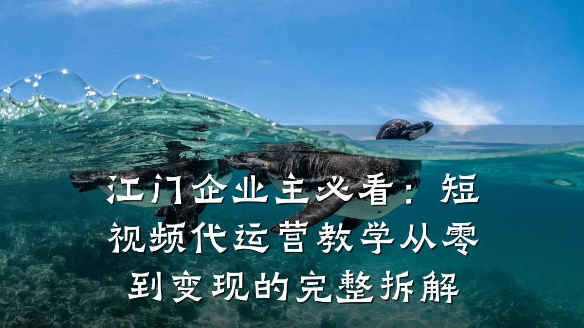 江门企业主必看:短视频代运营教学从零到变现的完整拆解