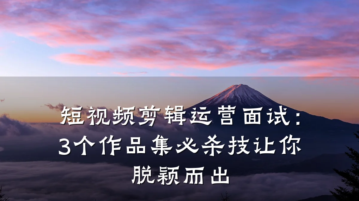 短视频剪辑运营面试:3个作品集必杀技让你脱颖而出