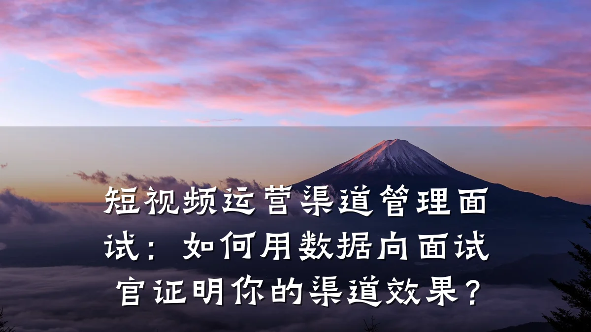 短视频运营渠道管理面试:如何用数据向面试官证明你的渠道效果?