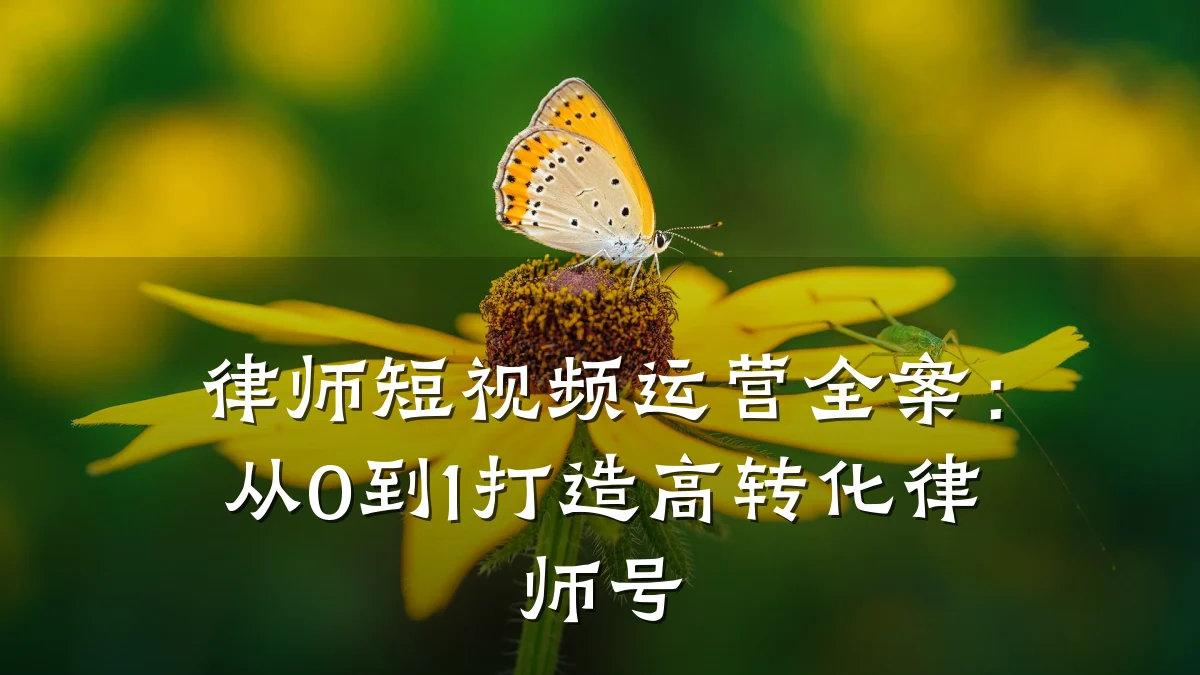 律师短视频运营全案:从0到1打造高转化律师号