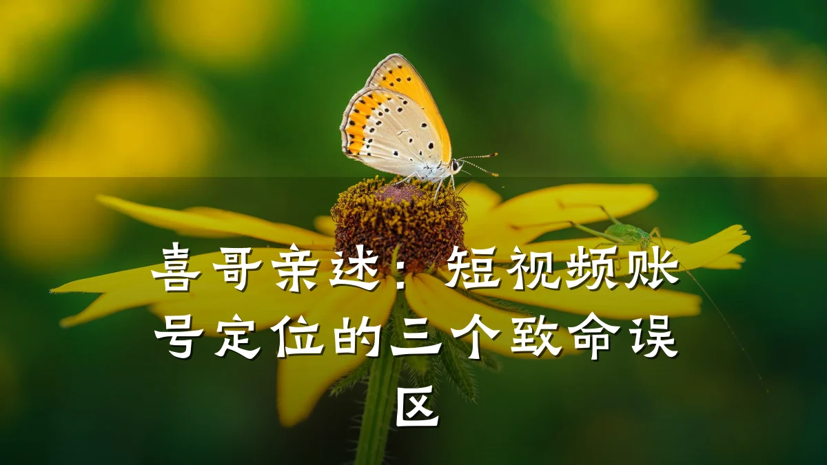 喜哥亲述:短视频账号定位的三个致命误区