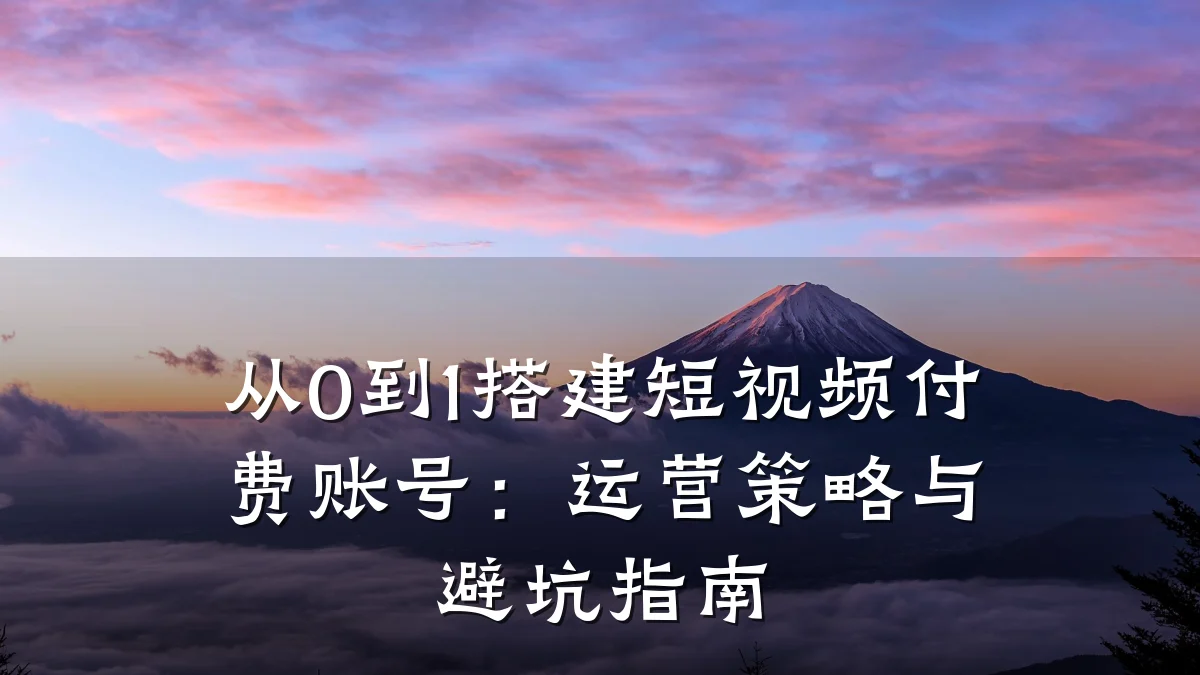 从0到1搭建短视频付费账号：运营策略与避坑指南