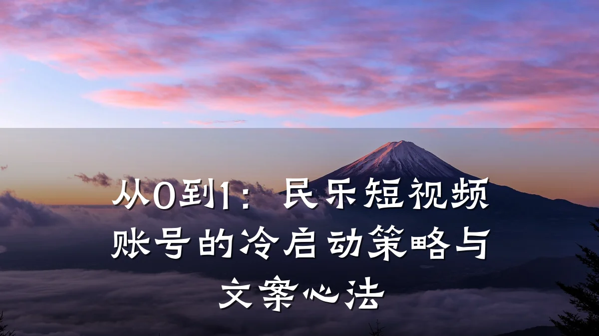 从0到1:民乐短视频账号的冷启动策略与文案心法