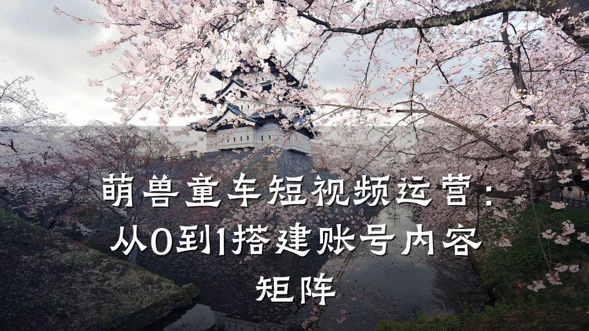 萌兽童车短视频运营:从0到1搭建账号内容矩阵