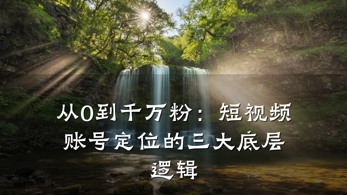 从0到千万粉:短视频账号定位的三大底层逻辑
