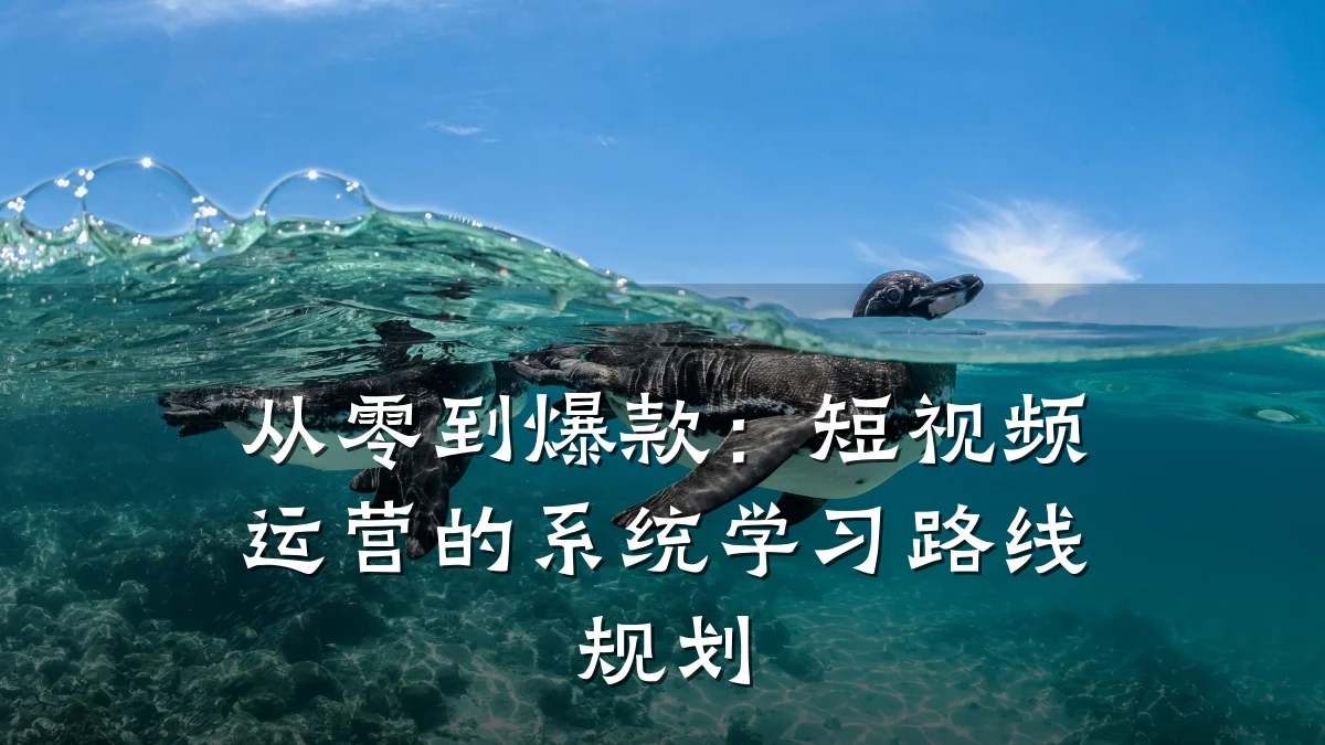 从零到爆款:短视频运营的系统学习路线规划
