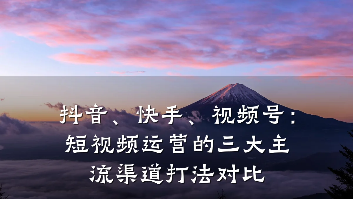 抖音、快手、视频号：短视频运营的三大主流渠道打法对比