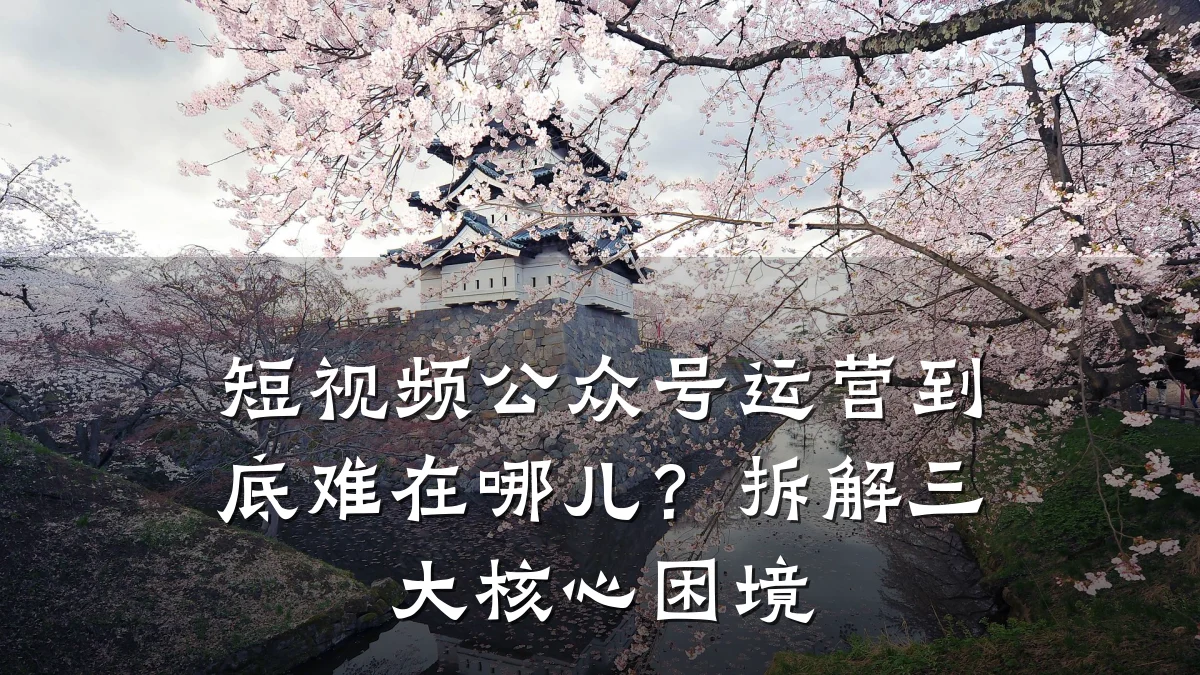 短视频公众号运营到底难在哪儿?拆解三大核心困境