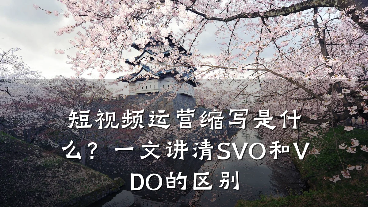 短视频运营缩写是什么?一文讲清SVO和VDO的区别