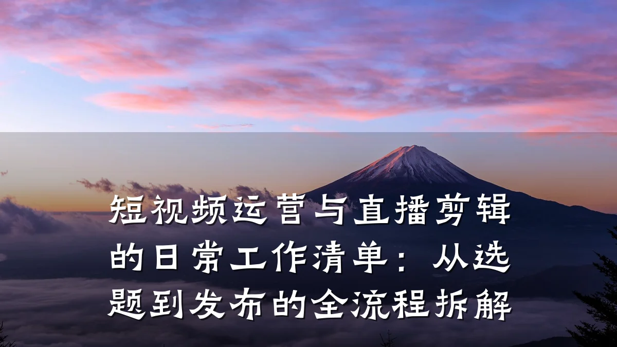 短视频运营与直播剪辑的日常工作清单：从选题到发布的全流程拆解