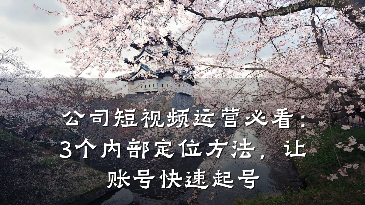 公司短视频运营必看:3个内部定位方法,让账号快速起号