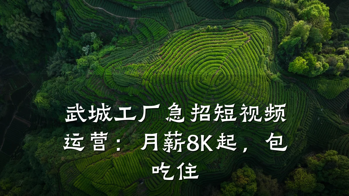 武城工厂急招短视频运营:月薪8K起,包吃住
