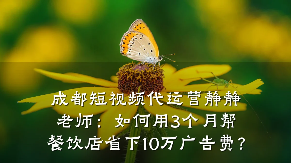 成都短视频代运营静静老师:如何用3个月帮餐饮店省下10万广告费?