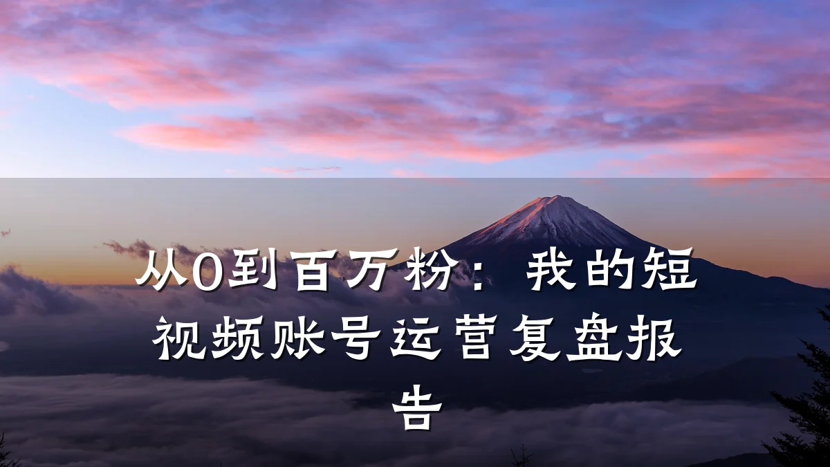 从0到百万粉：我的短视频账号运营复盘报告