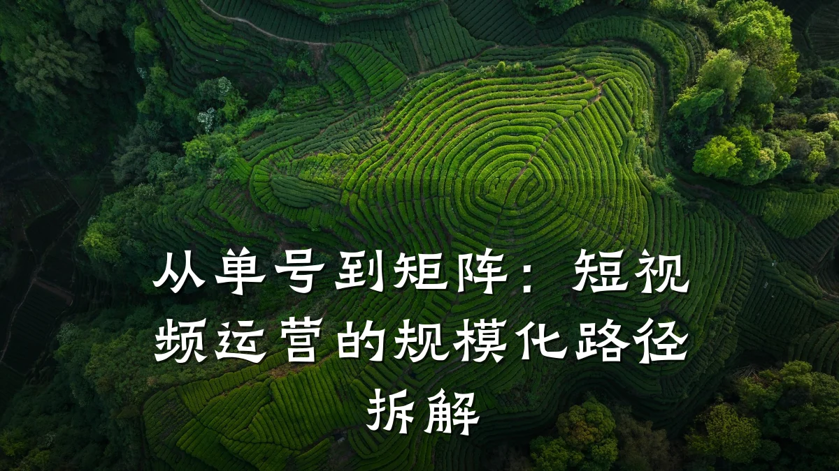 从单号到矩阵:短视频运营的规模化路径拆解