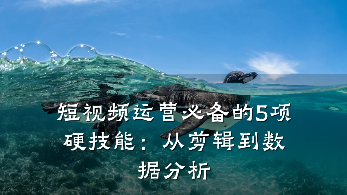 短视频运营必备的5项硬技能：从剪辑到数据分析