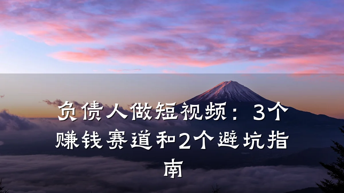 负债人做短视频:3个赚钱赛道和2个避坑指南