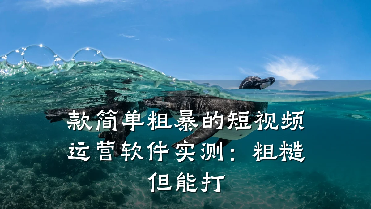 款简单粗暴的短视频运营软件实测:粗糙但能打