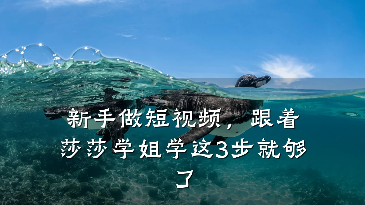 新手做短视频,跟着莎莎学姐学这3步就够了